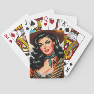 Vintage Sheriff Pin-up Playing Cards