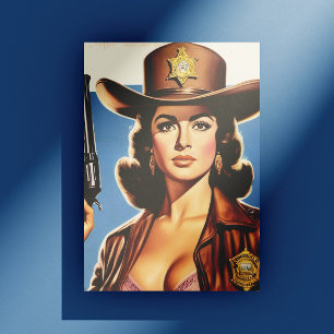 Vintage Sheriff Pin-up Postcard