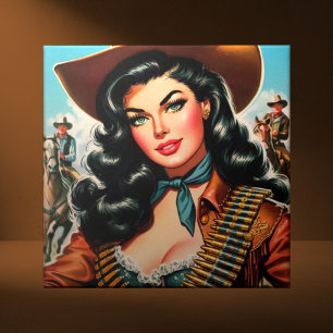 Vintage Sheriff Pin-up Tile