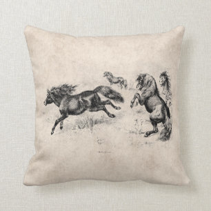 Vintage Shetland Ponies - 1800's Horse and Pony Cushion