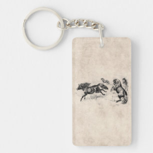Vintage Shetland Ponies - 1800's Horse and Pony Key Ring