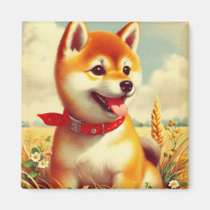 Vintage Shiba Inu Painting Magnet