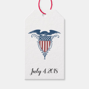 Vintage Shield Red White Blue American Eagle Stars Gift Tags