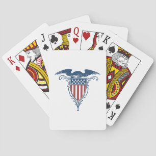 Vintage Shield Red White Blue American Eagle Stars Playing Cards