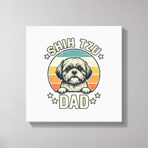 Vintage Shih Tzu Dad Dog Lover Shirt Design_1 Canvas Print