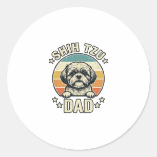 Vintage Shih Tzu Dad Dog Lover Shirt Design_1 Classic Round Sticker
