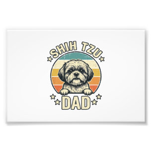 Vintage Shih Tzu Dad Dog Lover Shirt Design_1 Photo Print