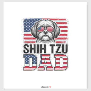 Vintage Shih Tzu Dad Patriotic Dog Shirt Design_1