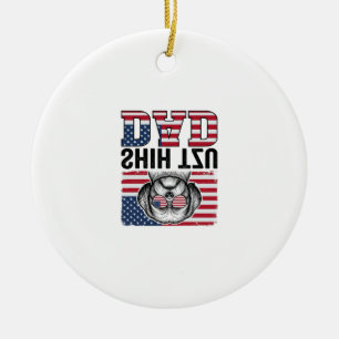 Vintage Shih Tzu Dad Patriotic Dog Shirt Design_1 Ceramic Tree Decoration