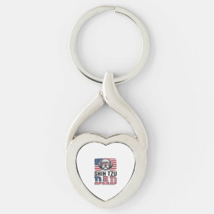 Vintage Shih Tzu Dad Patriotic Dog Shirt Design_1 Key Ring