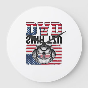 Vintage Shih Tzu Dad Patriotic Dog Shirt Design_1 Large Clock