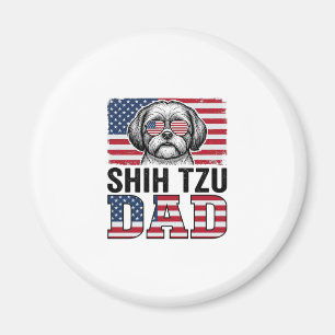 Vintage Shih Tzu Dad Patriotic Dog Shirt Design_1 Magnet