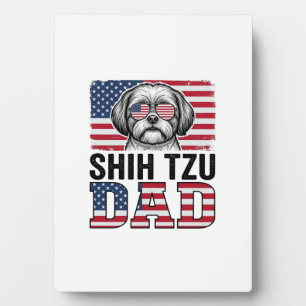 Vintage Shih Tzu Dad Patriotic Dog Shirt Design_1 Plaque
