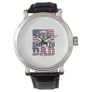 Vintage Shih Tzu Dad Patriotic Dog Shirt Design_1 Watch
