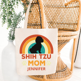 Vintage Shih Tzu Dog Mum Sunset Personalised Tote Bag