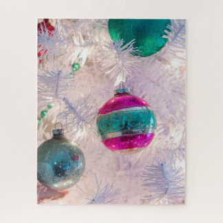 Vintage Shiny Brite Ornaments on White Tree Jigsaw Puzzle