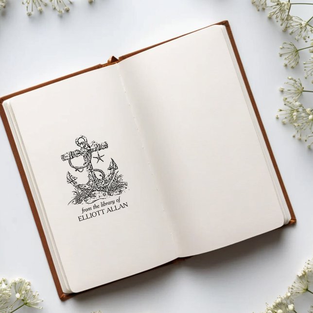 Vintage Ship Anchor Bookplate Rubber Stamp (Creator Uploaded)