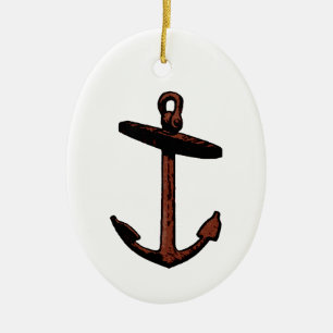 Vintage Ship Anchor Logo Ceramic Tree Decoration