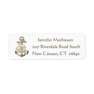 Vintage Ship Anchor Nautical Love - Brown / Tan