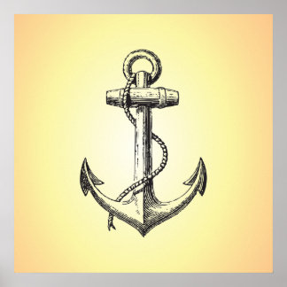 Vintage ship anchor poster