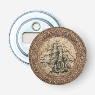 Vintage Ship And Map Bottle Opener