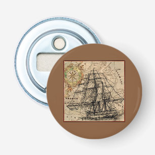 Vintage Ship And Map Bottle Opener