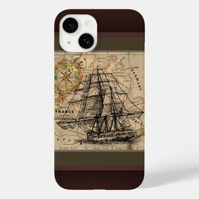 Vintage Ship And Map Case-Mate iPhone Case (Back)