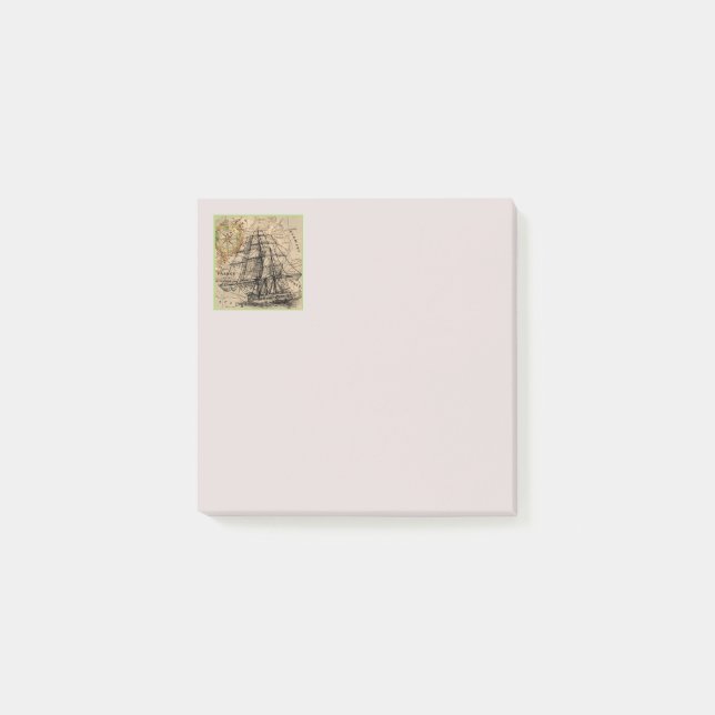 Vintage Ship And Map Post-it Notes (Front)