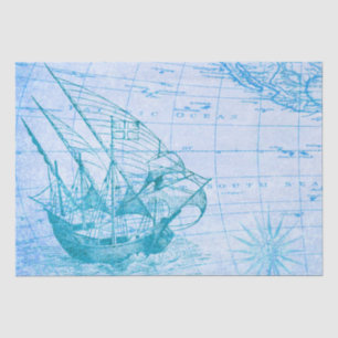 Vintage Ship and Map Tissue Paper