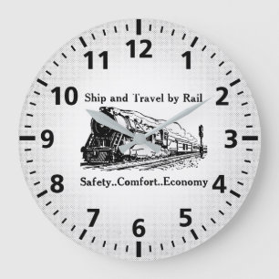 Vintage Ship and Travel By Rail Large Clock