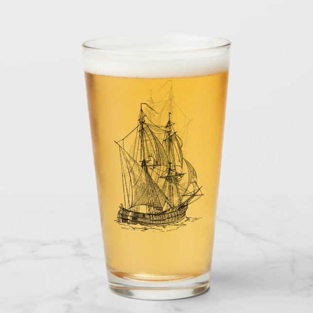 Vintage Ship Glass (Front Filled)