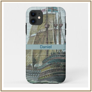 Vintage Ship Illustration Sailing Theme iPhone 11 Case