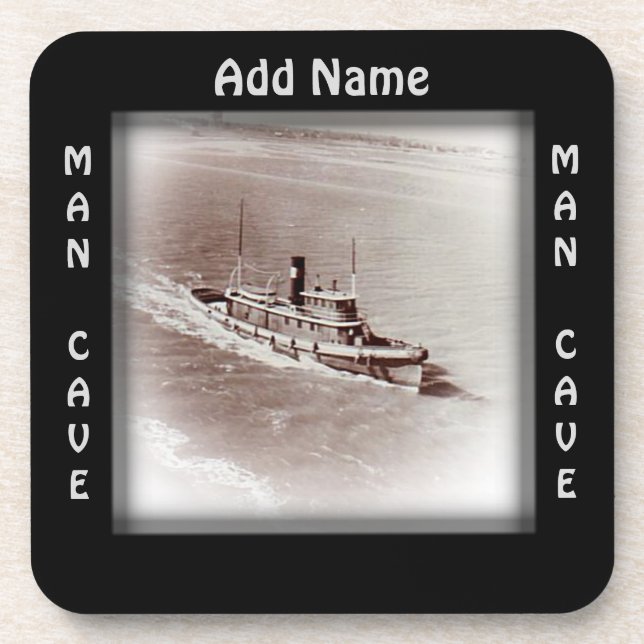Vintage Ship Man Cave Coaster (Front)