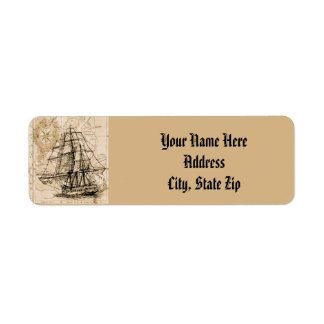 Vintage Ship Map Return Address