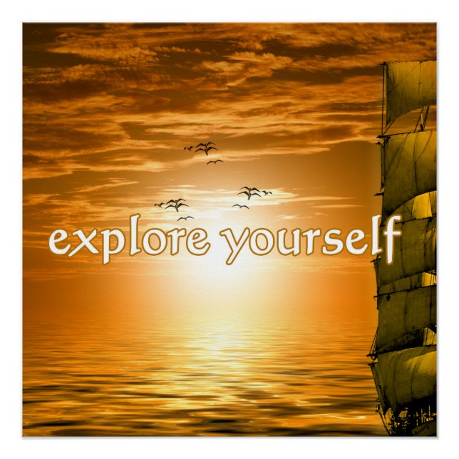 vintage ship motivational travel quote poster (Front)