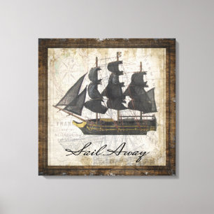 Vintage Ship Sail Away Canvas Print