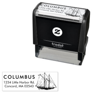 Vintage Ship Sail Boat Return Address Rubber Stamp