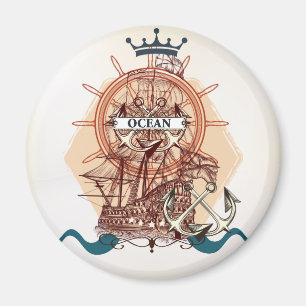 Vintage Ship Themed Magnet