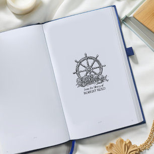Vintage Ship Wheel  Bookplate Rubber Stamp