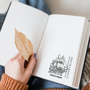 Vintage Ship Wheel  Bookplate Rubber Stamp