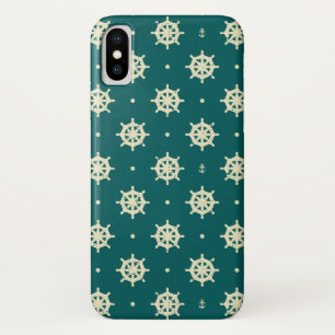 Vintage Ship Wheel Pattern iPhone X Case