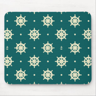 Vintage Ship Wheel Pattern Mouse Mat