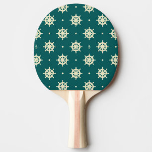 Vintage Ship Wheel Pattern Ping Pong Paddle