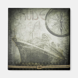 Vintage Ship Wind Rose Art Magnet