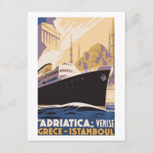 Vintage shipping line ad Venice, Greece, Istanbul Postcard