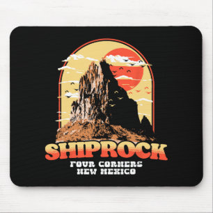 Vintage Shiprock New Mexico Graphic - Four Corners Mouse Mat