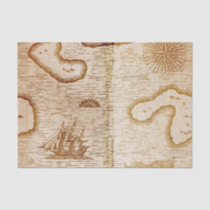 Vintage Ships Ocean Map Decoupage Tissue Paper