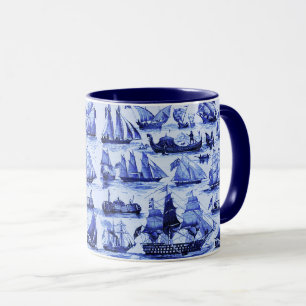 VINTAGE SHIPS,SAILING VESSELS,Navy Blue Nautical Mug