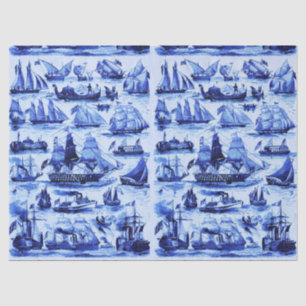 VINTAGE SHIPS,SAILING VESSELS,Navy Blue Tissue Paper