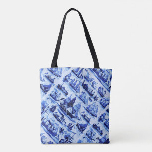 VINTAGE SHIPS,SAILING VESSELS,Navy Blue Tote Bag